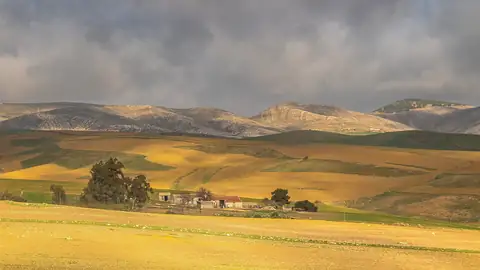 Imagem ilustrativa: Tunísia: Campo e montanhas sob nuvens